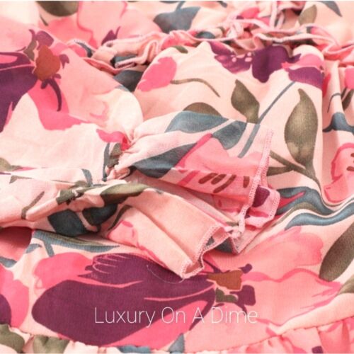 Bright Floral Tiered Lightweight Long Sleeve Ruffle Retro Summer Maxi Dress - Picture 11 of 12