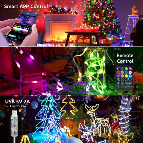33ft Fairy LED String Strip Lights Remote USB Color Changing Smart Xmas Decor - Picture 2 of 12