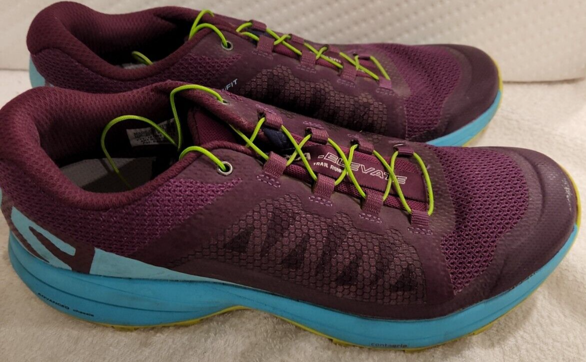 Scarpe da donna Salomon XA Elevate sneakers taglia 7 viola 401378 trail running #B11
