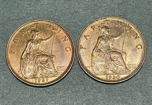 1927 & 1930 Great Britain Farthing 2 Coins Lot Excellent Condition - Picture 2 of 2