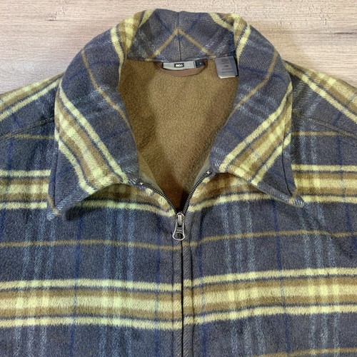 REI Co-Op Jacket Plaid Flannel Wool Nylon Men’s Large Full Zip Brown Gray Pocket - Picture 7 of 13