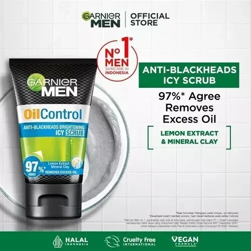 GARNIER MEN Oil Control Anti-Blackhead Brightening Icy Scrub 100ML - Picture 4 of 9