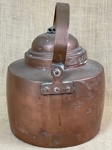 Antique Primitive French or English Copper Kettle 11 x 11 x 9 - Picture 4 of 5