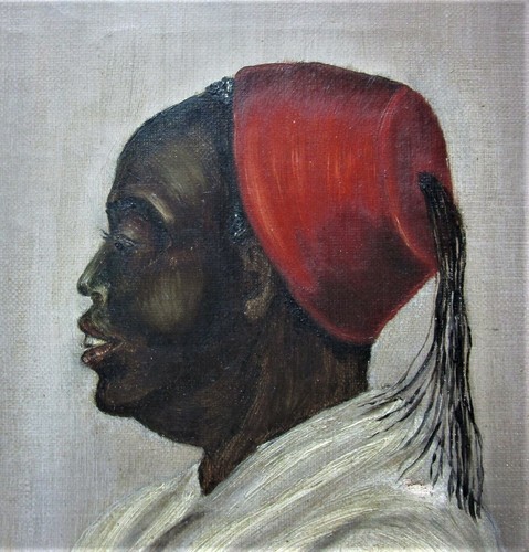 Wunderschönes orientalistisches Ölgemälde eines MAURISCHEN MANNES aus dem frühen 19. Jh., um 1820er Jahre - Bild 4 von 7