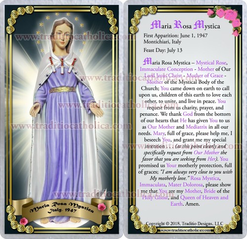 Maria Rosa Mystica laminated Catholic Holy Cards. Mystical Rose - Picture 6 of 8