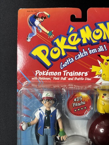 Vintage 1999 Hasbro Pokemon Trainers Ash & Pikachu #25 Action Figure NOS - Picture 4 of 6