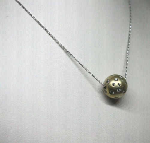 14K WEISSGOLD KETTE 20" KUGEL ANHÄNGER 15MM DURCHMESSER - Bild 3 von 9