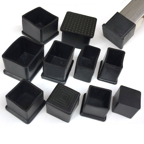 Rectangle Black PVC Rubber Chair Table Feet Furniture Tube Pipe End Cover Caps - Picture 1 of 10