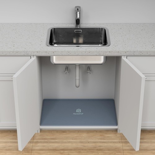 Under Sink Mat, 34" x 19" Silicone Kitchen Cabinet Tray, Waterproof & Flexibl... - Picture 7 of 8