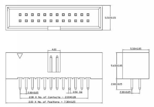 100 Stck. 2 mm 2,0 mm Rastermaß 40 Pin gerade Stecker ummantelt Box Header IDC Stecker - Bild 6 von 6