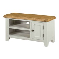 Ideal Furniture Wexford Small Tv/hifi Unit / Grey Painted With Solid Oak Top Ideal Furniture Wexford Small Tv/hifi Unit / Grey Painted With Solid Oak Top