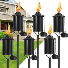 6 Pack Metal Citronella Torches Outdoor 59In Torch Lights with Adjustable Height