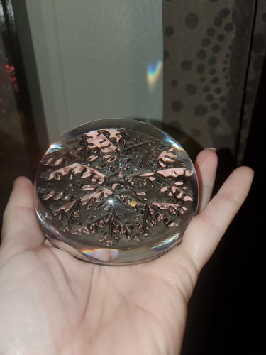 Vintage Cristal France Snowflake Paperweight Garanti 24% Genuine Lead Crystal - Picture 6 of 7