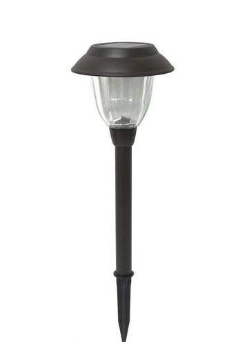 5 Piece - LED Solar Pathway Garden Lights, Oil-Rubbed Bronze Fluted Glass Lens - Picture 1 of 12