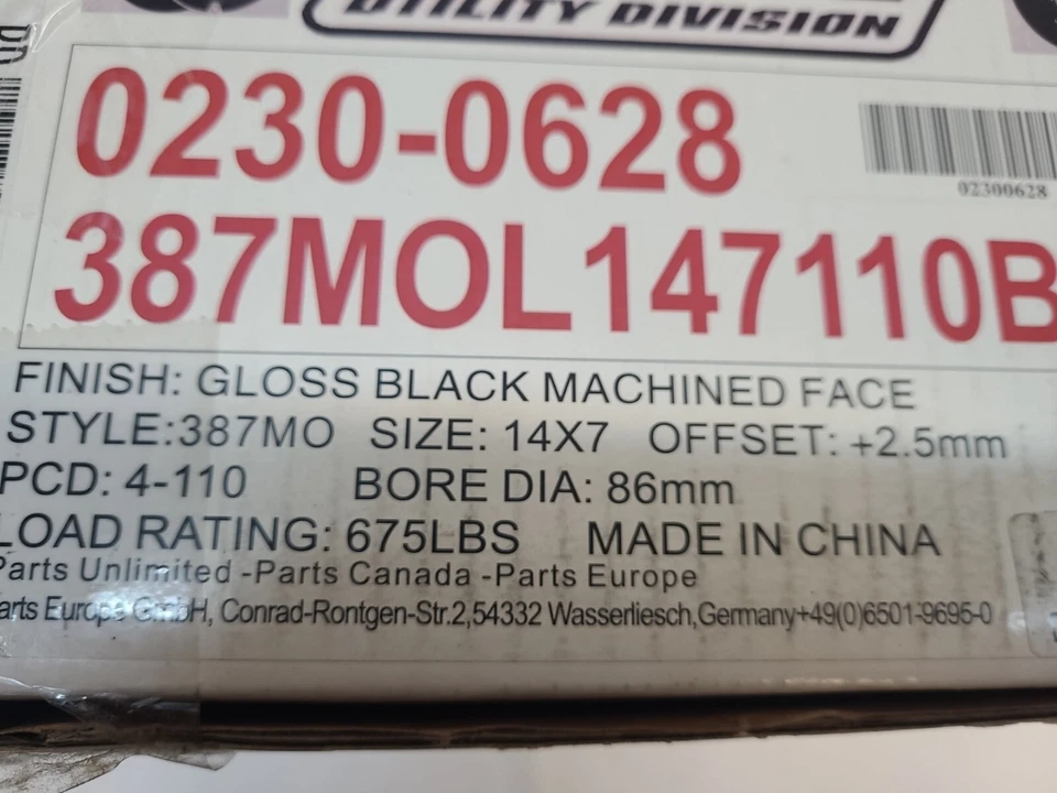 Moose Utility Division 0230-0439 Gloss Black, 14x7 +2.55mm - Image 3 of 4