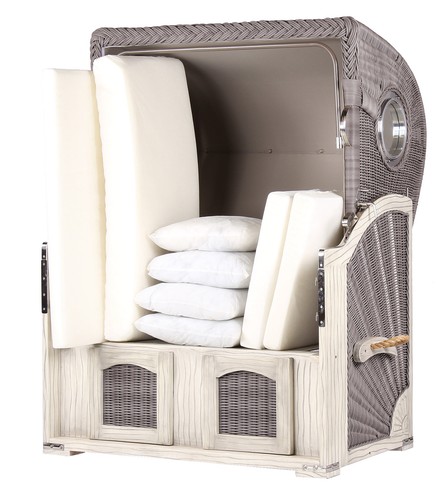 Strandkorb-Set - 2-Sitzer Volllieger - Ammersee Mahagoni washed grey Modell 505 - Bild 4 von 9