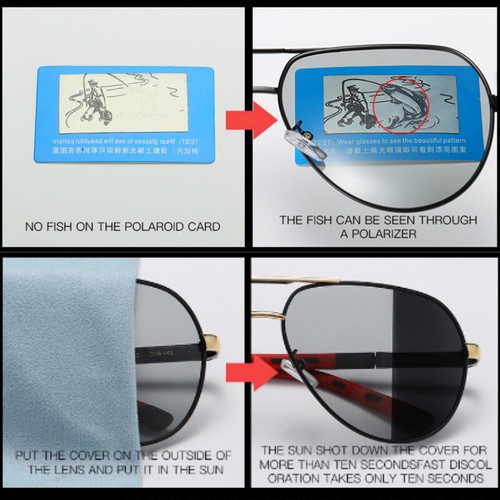 Aluminium HD Polarized Photochromic Sunglasses Pilot Men Driving Glasses Eyewear - Picture 15 of 22