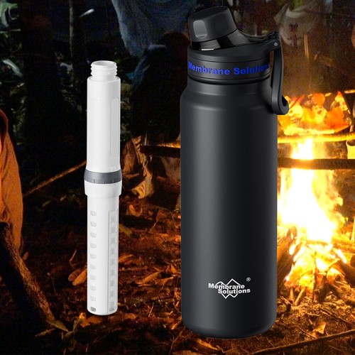 Filtered Water Bottle 32oz Stainless Steel Travel,Camping,Water Purifier Bottle - Picture 2 of 9