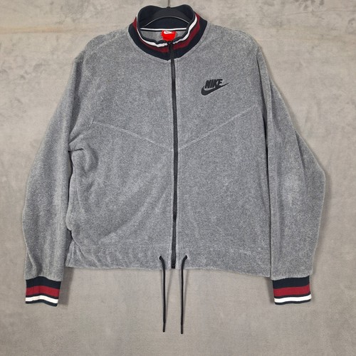 Nike Shacket Womens Large Gray Full Zip french terry embroidered logo sweatshirt