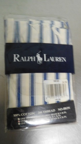 Vintage Ralph Lauren Pillow Sham Blue Stripe Ryan-Standard or King 1990 Cotton - Picture 20 of 24