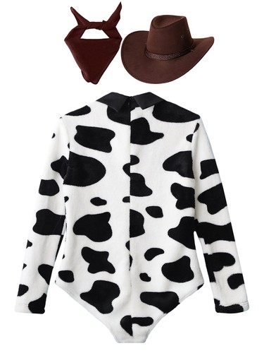 Kids Unisex Dress Up Comfortable Costume Smooth Outfit Plush Hat Cow Pattern - Picture 67 of 102