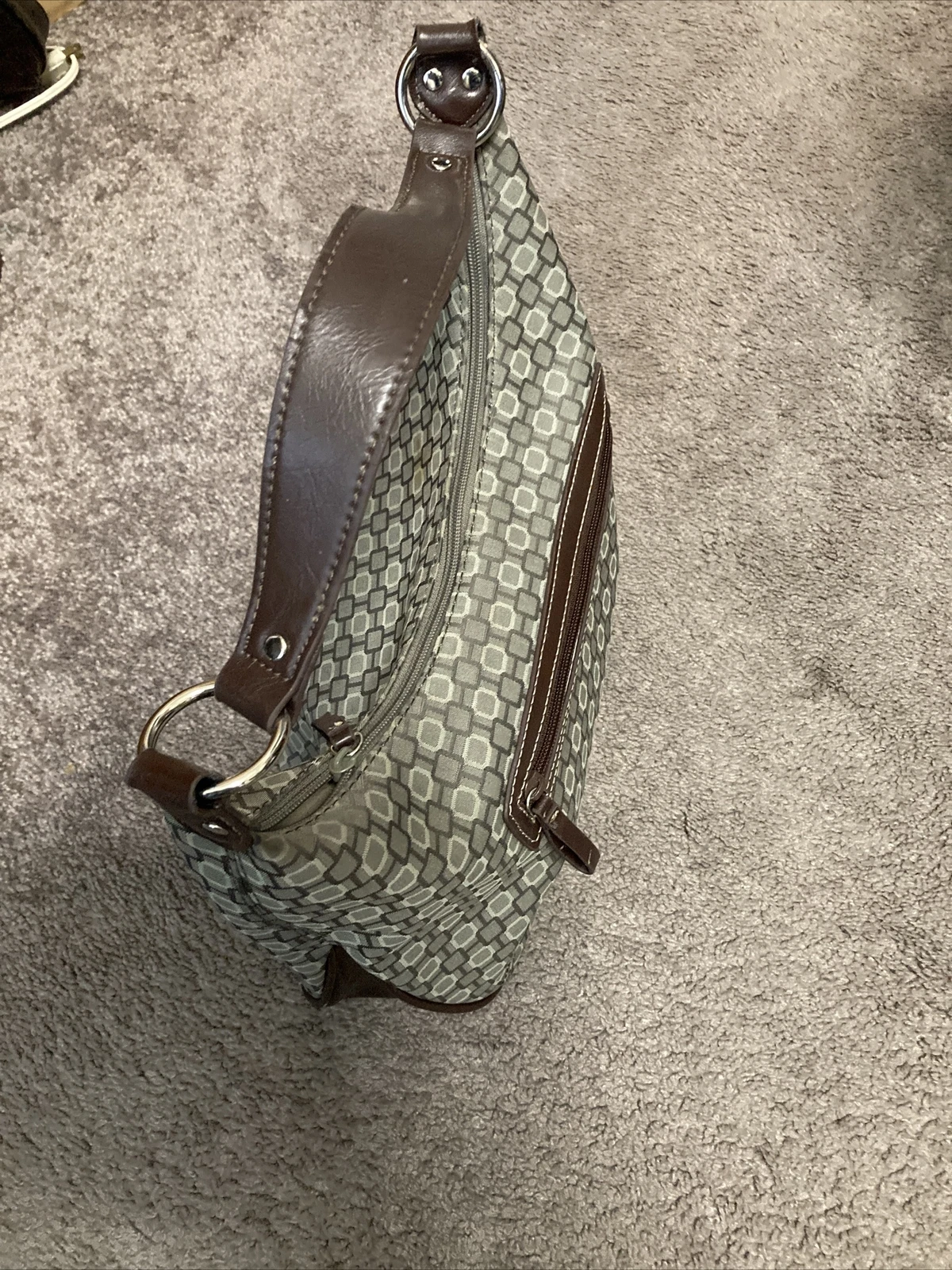 NINE WEST Nine borsa a mano West grigia e br doppia cerniera borsa 15X9 con tracolla