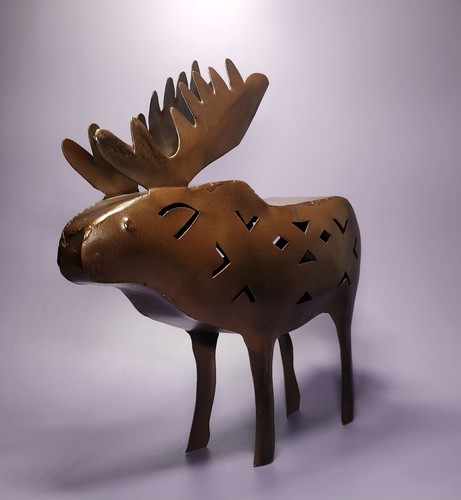 Escultura de alce arte en metal - decoración rústica decorativa de vida silvestre (9"x9"x3") - Imagen 1 de 12