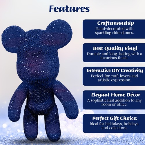 MAKE YOUR OWN Diamond Violent Bear Rhinestone DIY Vinyl Figurine Decor Craft - Picture 29 of 37