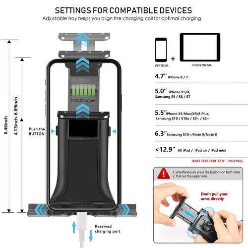 Adjustable Car Cup Holder Cell Phone Mount Universal Cradle for Phone & iPad - Picture 8 of 12