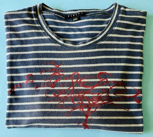 Sisley Men's Blue Stripe Red Graphic T-Shirt Size US M/L IT XL Designed in Italy - Picture 4 of 6