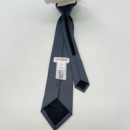 Cat & Jack Youth Boys Size M/L Adjustable Length Woven Zip Necktie in Gray - Picture 5 of 8