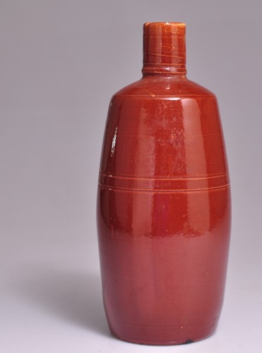 OLD VTG ANTIQUE REDDISH GLOSSY STONEWARE BOTTLE CROCK BEER LIQUOR -9"Tall,B-3" - Bild 3 von 6