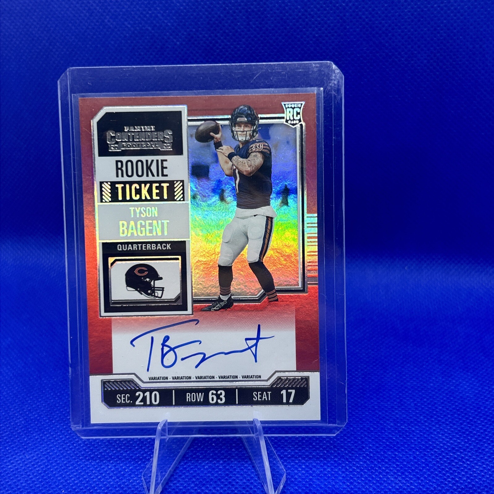 Tyson Bagent 2023 Panini Contenders- Red Zone Ticket Variation Auto RC (AJ2)