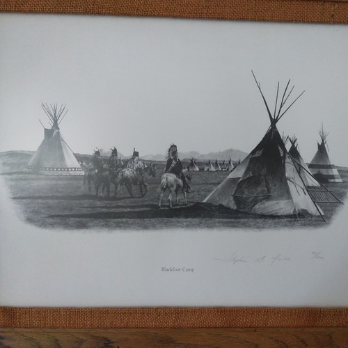 "Blackfoot Camp"-Stephen D. Forbis Signed 77/500 American Indian Framed Print - Picture 2 of 12