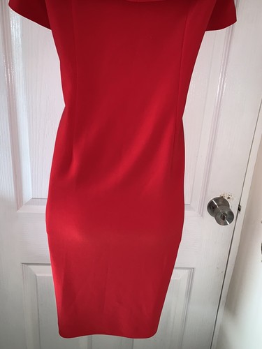 Frank Lyman red Bardot dress with silver eyelets uk size 16 - Picture 13 of 15