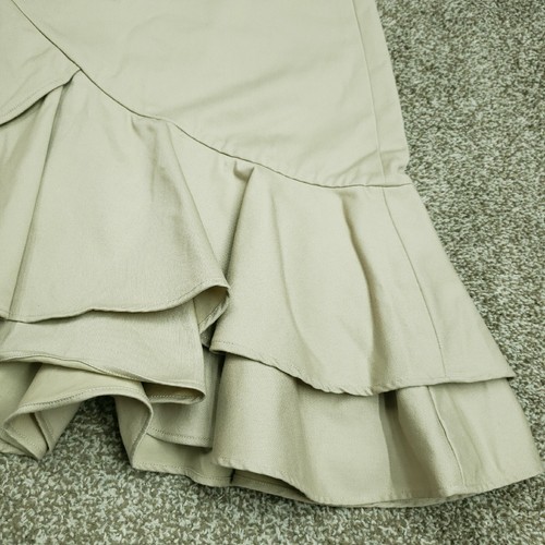 Falda Banana Republic Mujer Talla 4 Dorado Beige Caqui Midi Volantes Asimétricos Cremallera - Imagen 5 de 17