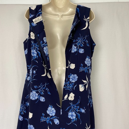 Vintage 90s Kathie Lee Maxi Dress Womens 12 Blue Floral Tie Back Cottagecore Y2K - Picture 4 of 9