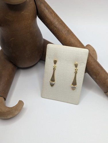 Vintage Ohrringe 333 Gold 8kt + Diamant UNGETRAGEN NOS 80er Jahre Nr:1395 - Bild 3 von 5