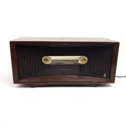 Philco Röhrenradio Twin Lautsprecher Vintage AM Phono Eingang Holzgehäuse getestet & funktioniert - Bild 2 von 12