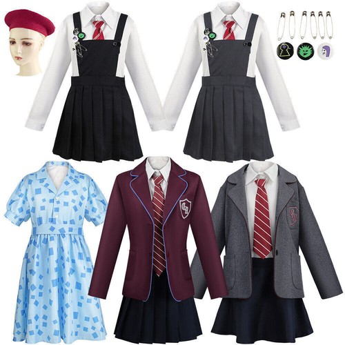 Movie Matilda Costume Kids Girl Cosplay Costume School Uniform Dress Coat Skirt - Picture 7 of 17