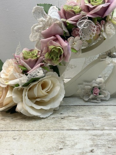 Handmade Love Sign Plaque Freestabding Floral Flower Ornament Shabby Chic - Picture 5 of 13