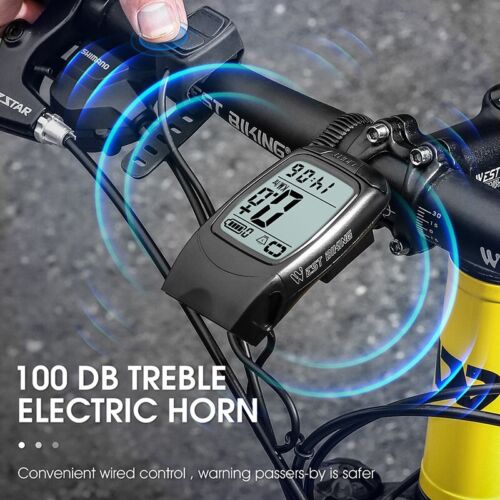 WEST BIKING Wireless Bike Computer Waterproof Speedometer LED Light Horn 3 In 1 - Picture 9 of 16