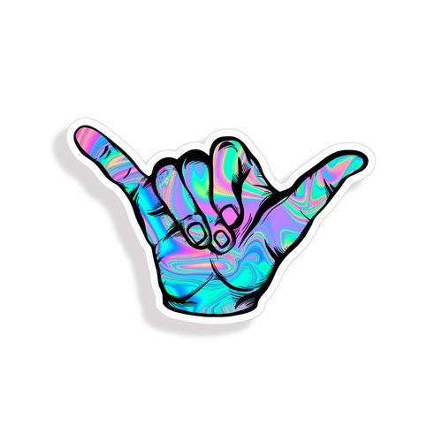 Hang Loose Sticker Pink Swirl Shaka Surf Surfing Car Vehicle Window Bumper Decal - Picture 1 of 2