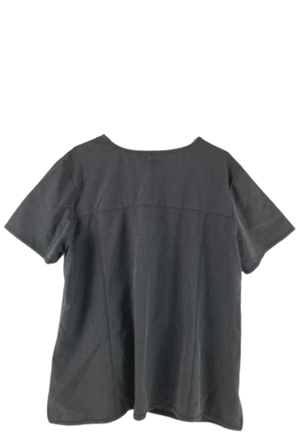 Women's Gray Scrub Top XL Short Sleeve with Zip Pockets Uniform Shirt - Picture 2 of 5