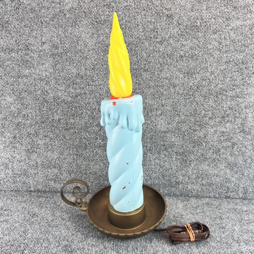 Vintage Union Product Blow Mold Candles 18" Tall - Blue w/ Yellow Flame - Picture 3 of 5