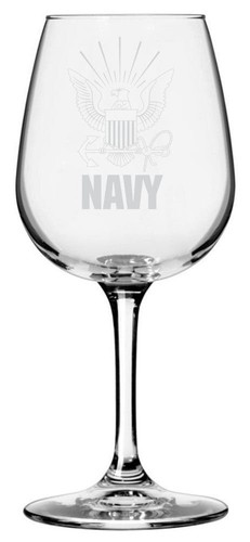 United States Navy geätztes Weinglas mit Stiel 12,75 Unzen - Bild 1 von 4