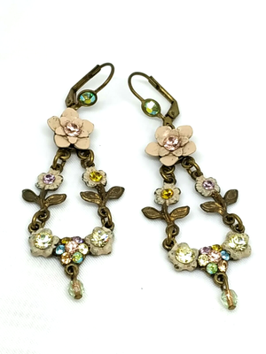 Lovely Michal Negrin Earrings Colorful And Elegant Flowers Crystal