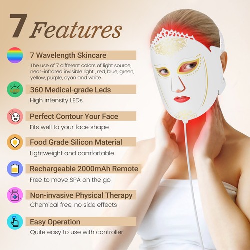 7 Colors Frovab LED Mask,360PCS LEDs Face Mask Facial for Skin Rejuvenation - Picture 4 of 9
