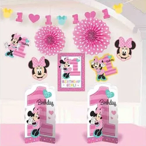 BABY MINNIE MOUSE 1. Geburtstag ZIMMER DEKO SET First Party 10 Teile Disney - Bild 1 von 1