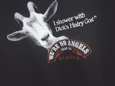 ALASKA I Shower with Dicks Hairy Goat were no angels soap co black 2XL t shirt